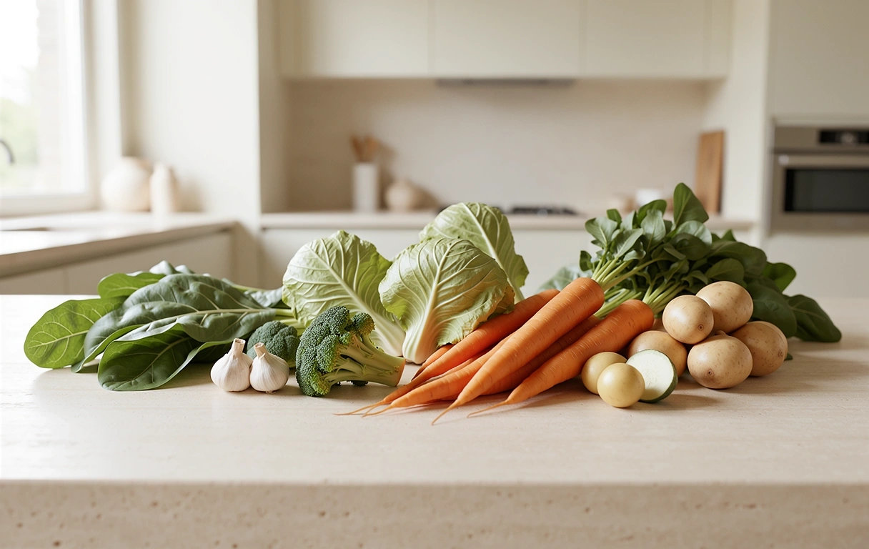 Frische gesunde Zutaten in einer modernen Küche